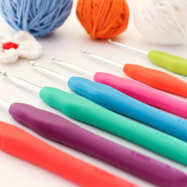 Virka krokar set, virknål krok ergonomiska krokar virkningskit garn stickning nålar ergonomiska virkningskrokar stickningsset med stygnmarkörer -aya