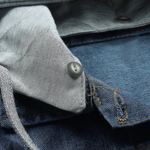 Uformell denimjakke for kvinner med avtakbar hette, mørk blå Dark Blue L