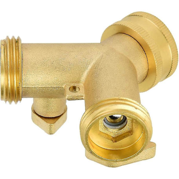 Dobbelt Udgang Ventil Slange Connector Adapter Messing Bold Have Blomst Græs Plæne Vanding Udstyr (1 stk, Guld) -z