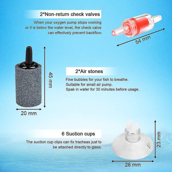 15 st Aquarium Luftpump Tillbehör Flygbolagsslang Sten Cylinder För Akvarium Fisk Tank