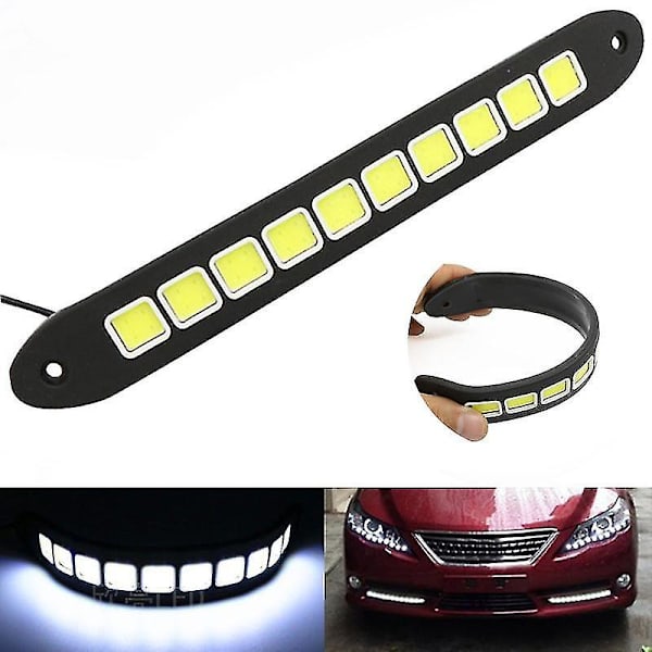 Bøjelig bil COB 10 LED kørelys Universal Auto vandtæt tåge lampe fleksibel DLR hjælpeforlygte 12v
