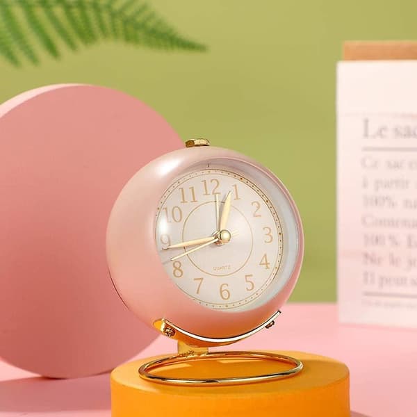 SCSYV Liten Väckarklocka - Retro Analog Tyst Batteridriven för Sovrum Pink
