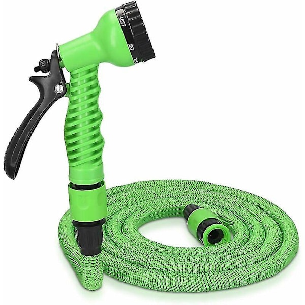 7,5 m utvidbar sprinkler med 7 pistolfunksjoner - Fleksibel og sammenleggbar slange for hagearbeid, plen, planter og blomster