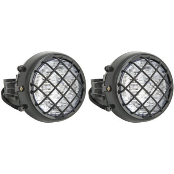 Pair LED Headlight Assemblies for ATV, 12V, with Bulbs, Replacement Lamp Grille for Warrior 1996-2001