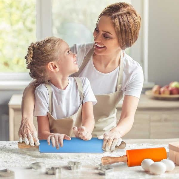 2 stk. silikonekagerulle med non-stick overflade, mellem og mini (blå og orange)