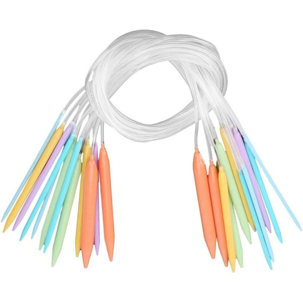 Circular Knitting Needle Set 12 Sizes 3.5mm-12mm Multicolor Plastic Circular Knitting Needles Double Pointed Knitting Needles Tool Kit (80cm)
