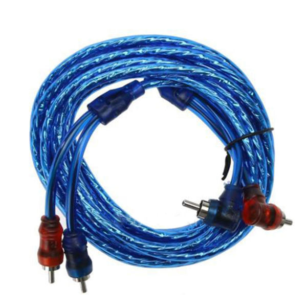 2 stk. 5m 2 Rca til 2 Rca stik bilstereo lyd kobber kabel system forstærker flettet