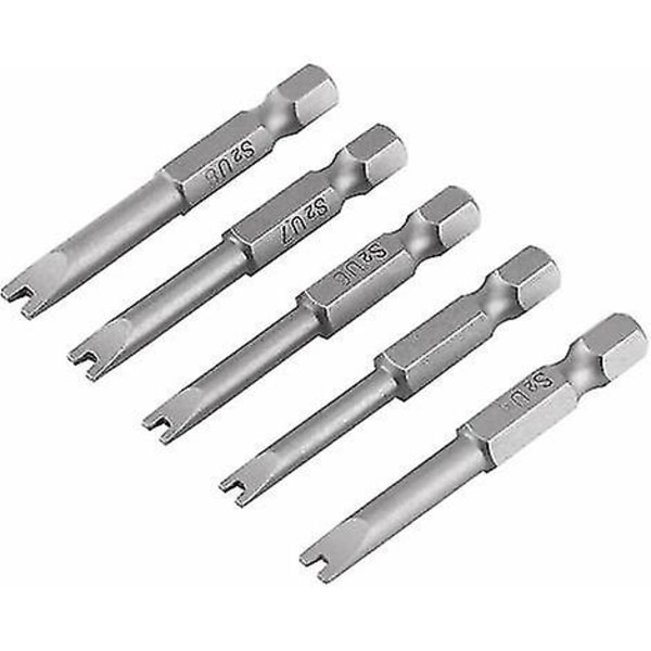 5pcs 50mm U-shaped Screwdriver Bits S2 Alloy Steel 1/4" Hex Shank U-shaped Magnetic Screwdriver