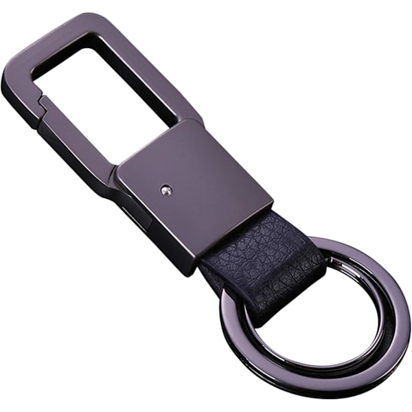 Elegant lädernyckelring med ring och presentask