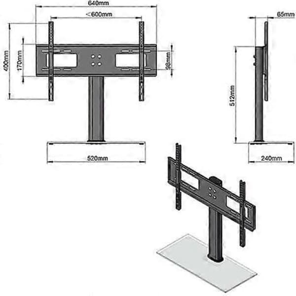 Universal TV Stand for TVs between 32 and 55 inches LCD/LED/Plasma, Adjustable Height and Load Capacity