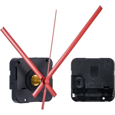 (Red) Long Spindle Quartz Clock Movement, 1/2 Inch Maximum Dial Thickness, 9/10 Inch Overall Shaft Length