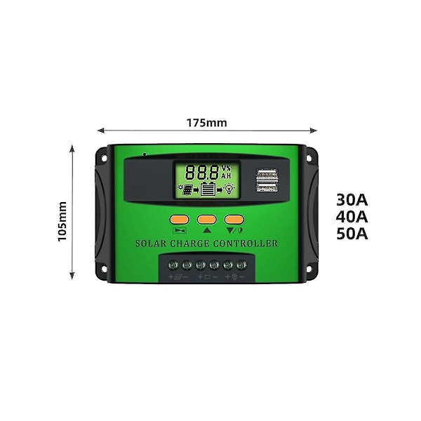 30A PWM solcellsladdningsregulator 12v 24v automatisk anpassning blysyra litiumbatteriladdning för solpanel Regulador