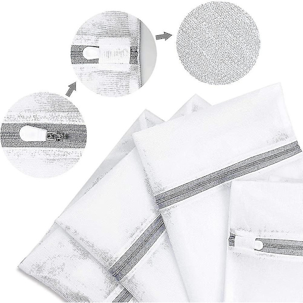 Mesh vaskepose for vaskemaskin 6 stk vaskeposer for delikate klær med glidelås