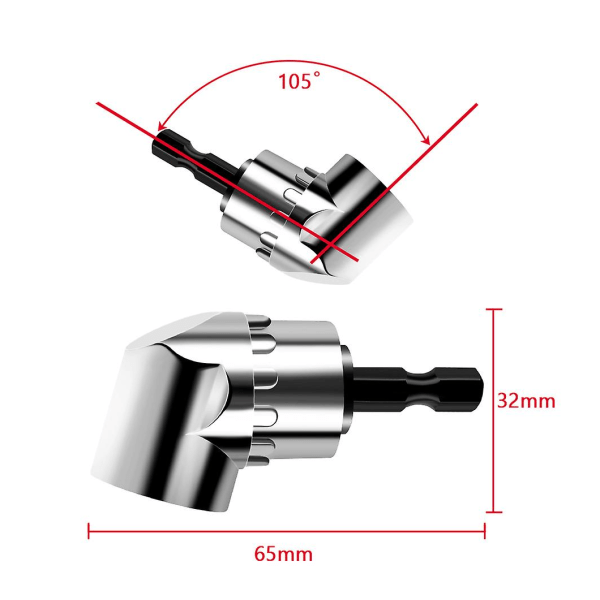 105 graders vinkeldysebits til elektrisk skruetrækkeradapter 1/4 hex-bit