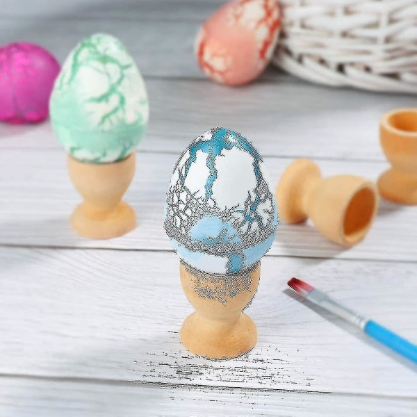 Påskeeggekopp av eggekopp i treholdere, DIY påskedekorasjon for maling