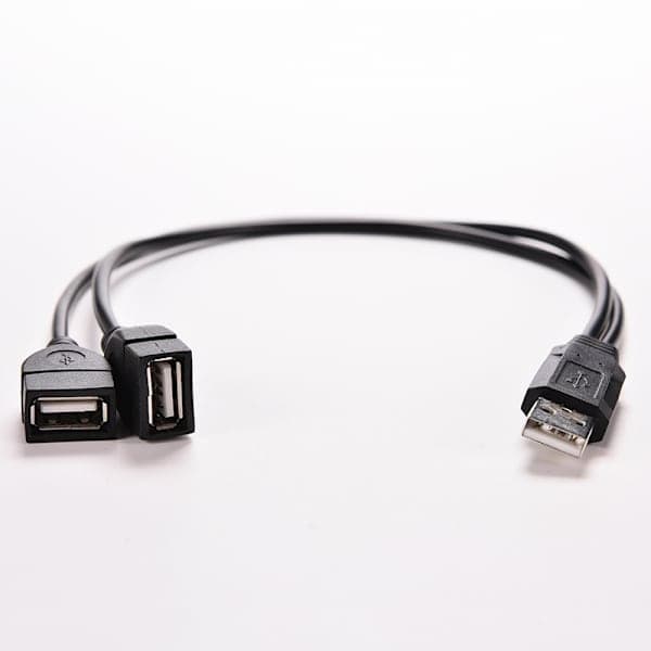 USB 2.0 A han til 2 dobbelte USB hun Y-splitterhub strøm C sort 1 stk