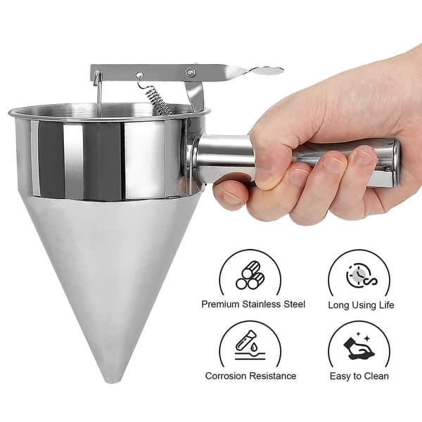 Rustfritt stål pannekakerøre dispenser med stativ, avtakbart håndtak pannekakerøre dispenser for ,baking,Cupcakes (600ML)