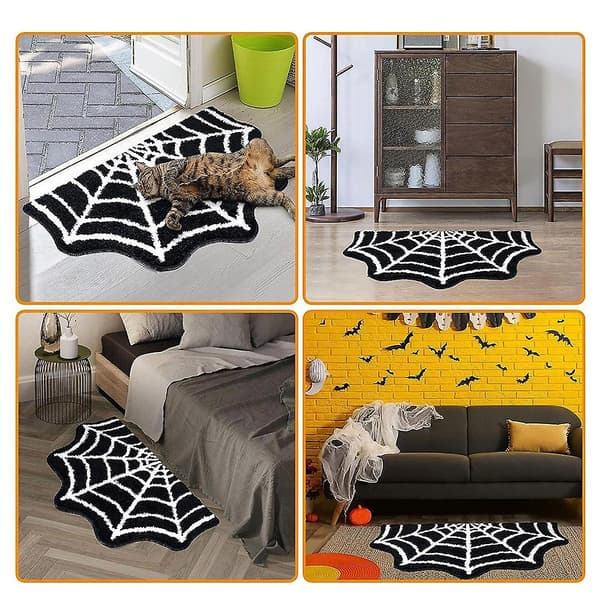 Spider Web Bademåtte Halloween Bademåtte Non- Rugs Spiderweb Tæppe Dørmåtte Gulvmåtte Tæppe Hjem Ba