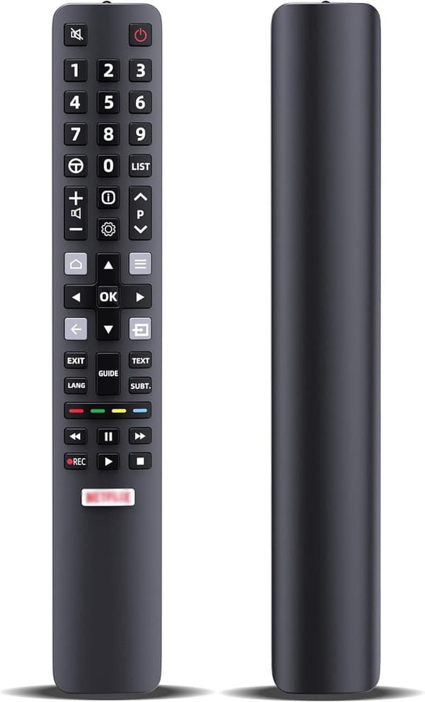 Erstatningsfjernbetjening til TCL Thomson RC802N, ingen programmering påkrævet, med 8 m rækkevidde til 4K UHD LCD LED Smart TV'er, sort