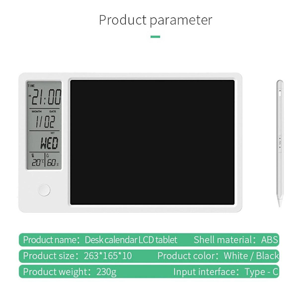 Multifunktionell Elektronisk Kalender Skrivbords kalender Lcd Handskrivningsbräda Kontors Memo Skrivbords Dekoration