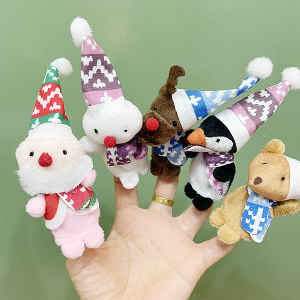 2 set Fingerdockor (Set om 5) Julleksaker Fingerdocka Jul Fidgets Tomte Leksak, Fingerdockor för Småbarn