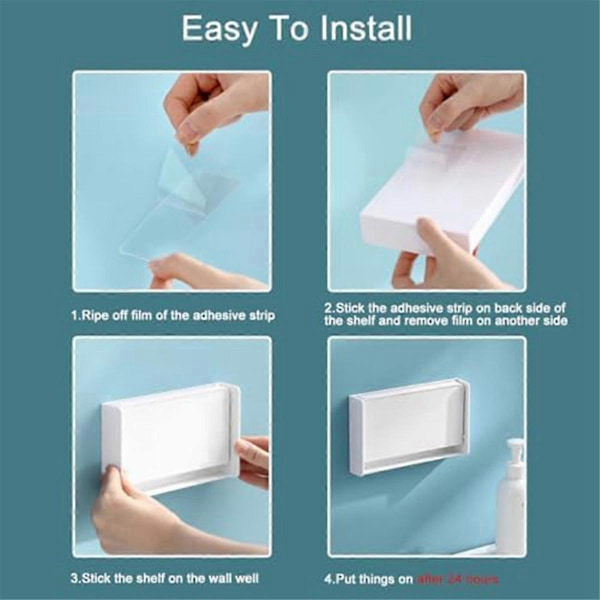Small Floating Shelf for Wall, Foldable Bathroom Shelf Wall Mount, Bedside Shelf for Phone, Remote Control, Self-Adhesive Shelf, A