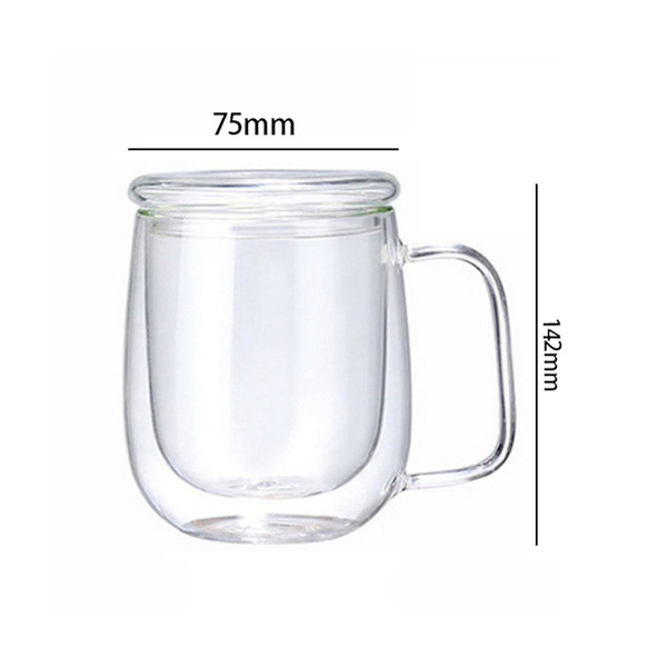 3 st 250-450 ml värmebeständig dubbelväggig tekopp öl kaffe handgjord kall dryck transparent