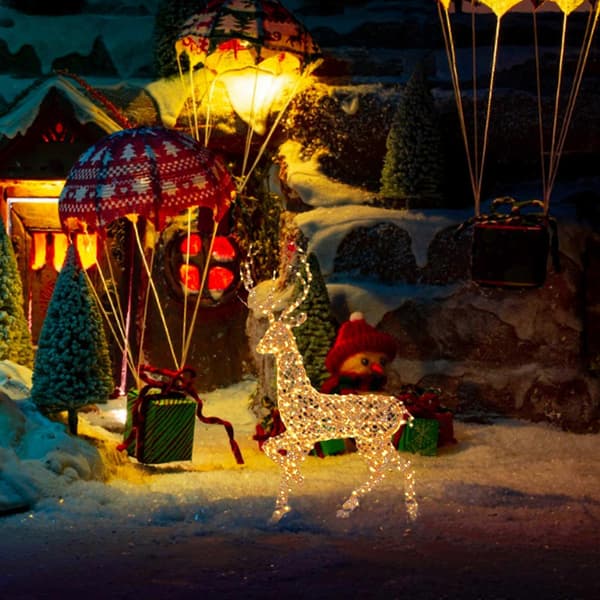 Utendørs Julefigur LED Skiende Elger Hagedekorasjon Ornament 35cm B