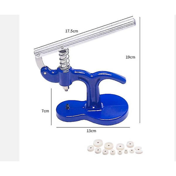 Klockpressverktyg, bakre höljesstängare med 12 stansverktyg glasmontering urmakare reparationskit (1 set, blå)