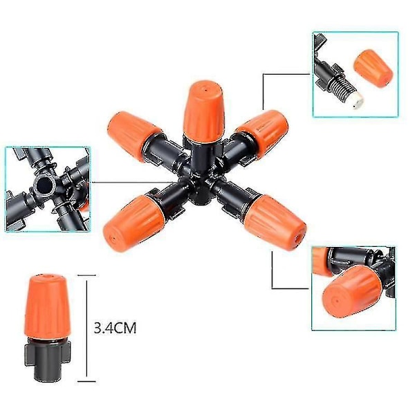 Hagesprinkler Irrigasjon Mist Fog 5-hodet Dysespray 1/2 \" Monteringsadapter