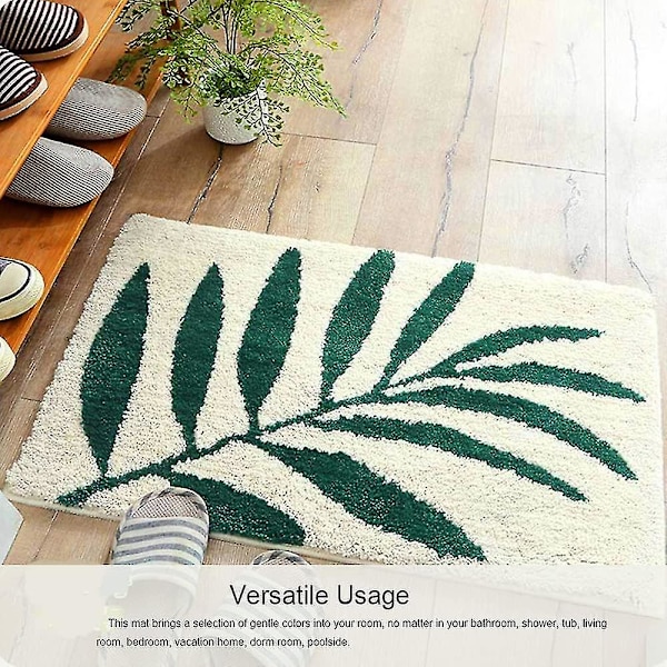 Halkskyddad badrumsmatta badrumsmatta superabsorberande mjuk dusch lämplig för vardagsrum/sovrum (45 * 65 cm, bambu blad)