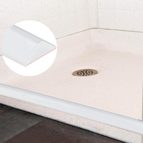 Dusjvannbarriere, selvklebende vanntett silikon, fleksibel, for dusjer, vasker og badekar, hvit, 100 cm
