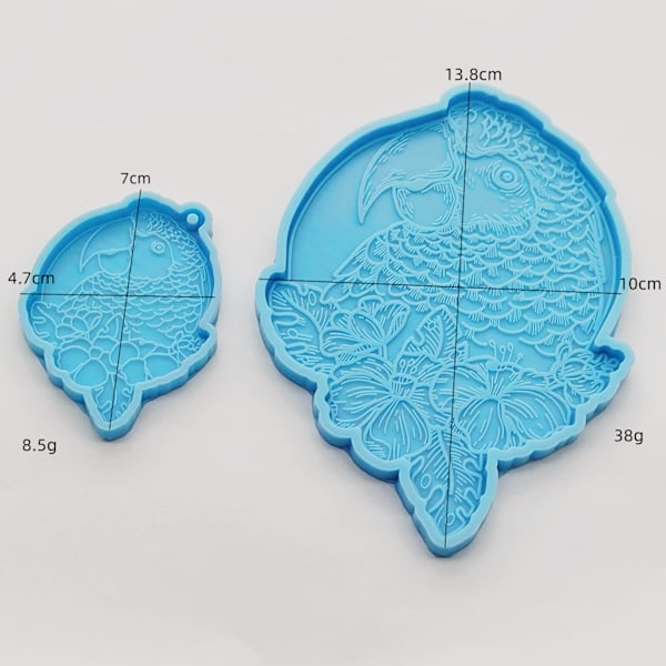 2 stk. nøglering harpiks silikoneforme med til nøglering dejlig papegøje form til epoxy smykker støbning nøglering coaster silikone
