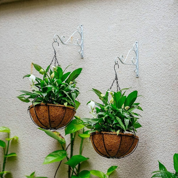 Pieces Ulkokäyttöön Tarkoitettuja Riippukoritelelineitä, Valkoiset Metalliset Puutarhakoukut, 25 cm Pitkät Koukut Riippukoreille Valkoinen White 25cm