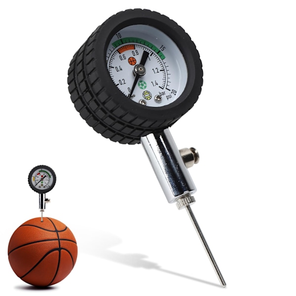 Portable Ball Pressure Gauge for Basketball, Soccer Ball Ball Pressure Gauge Stainless Steel Accurate Air Pressure Gauge for