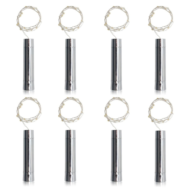 20-LED vinflaskproppslampor AA batteridrivna, 1 meter ren vit mini, 2-pack