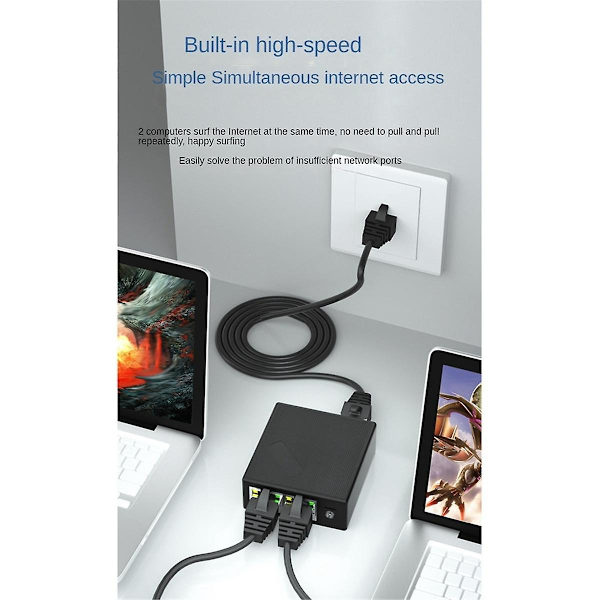 1 In 2 Ut 1000mbps RJ45 Nätverkskabel Förlängare Gigabit Nätverksbrytare Gigabit Splitter För PC Laptop