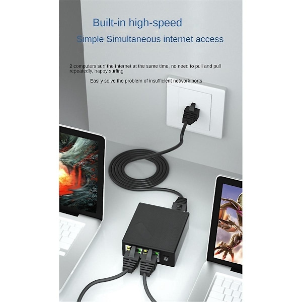 1 til 2 porte 1000 mbps Rj45 netværkskabelforlænger Gigabit netværksswitch Gigabit splitter til pc bærbar
