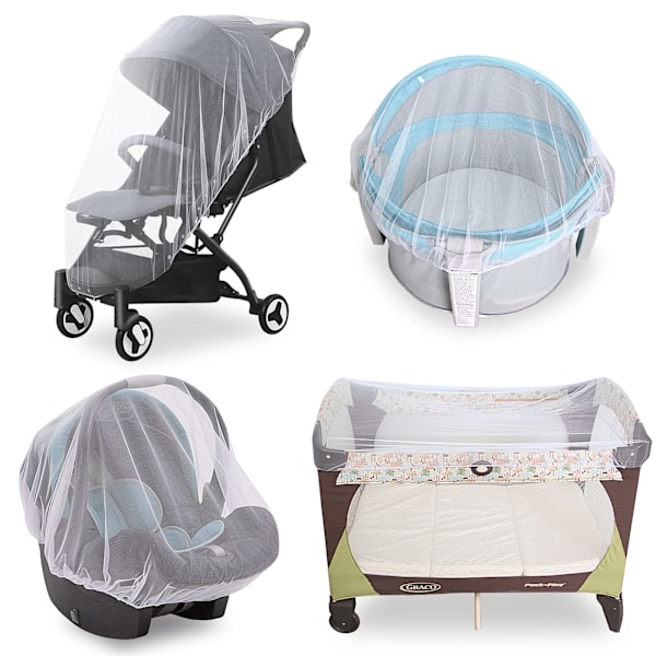 Myggnät för barnvagn, återanvändbart myggnät för barnvagn, liggvagnar, vaggor, lekhage, bärbar och hållbar insektsnät för baby