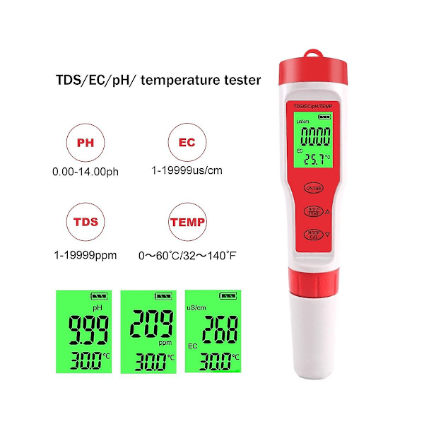 4 in 1 digitaalinen vedenlaadun ilmaisin Ph/tds//temp monitoiminen testauskynä