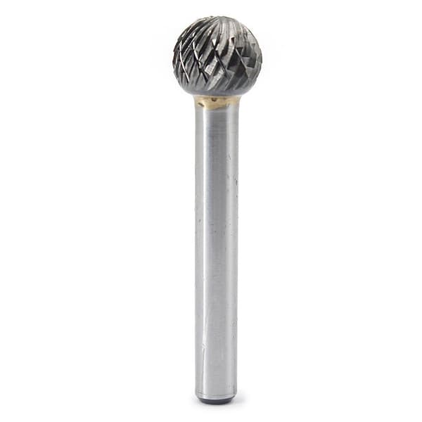 Wolframkarbid Burr kuleform dobbeltskjærende roterende burrfil (1/2'' kutterdiameter, 0,45'' kutterlengde) med 1/4'' skaftdiameter