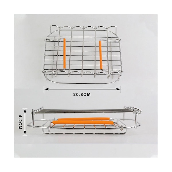 Rostställ i rostfritt stål för Airfryer, 8 tum, mångsidig fyrkantig grill med spett och bakplåt