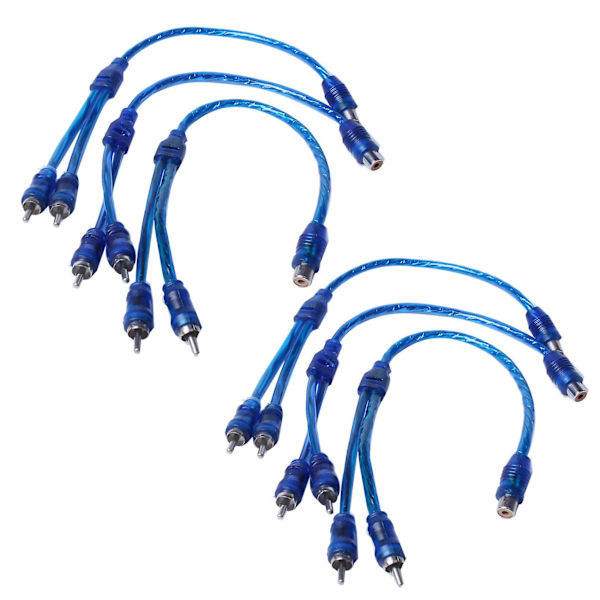6 stk. lydforbindelse til 1 RCA hun til 2 RCA han adapter splitter kabel