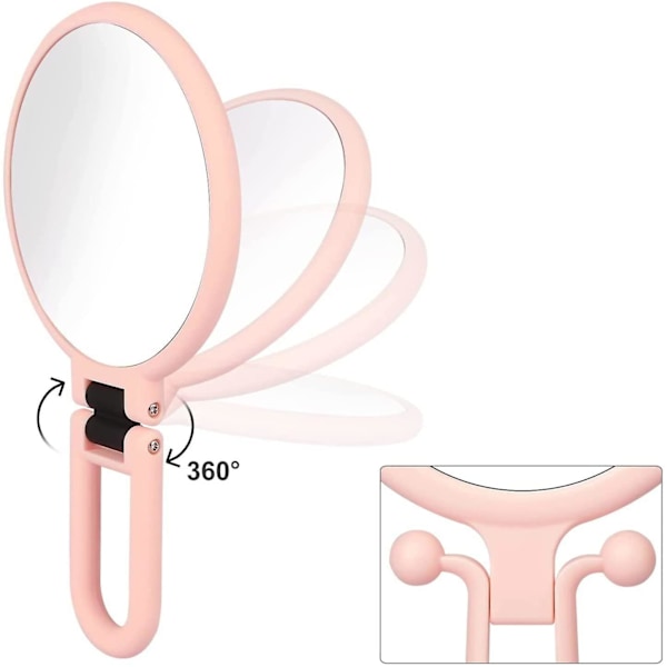 2-pack handhållna speglar, mini smink spegel, dubbelsidig smink spegel med 1x/2x förstoring, bärbar rund frisörspegel, kosmetisk spegel med
