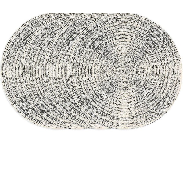 Woven Round Placemats Set, 4 Pcs 30cm Table Cotton Placemats(beige)