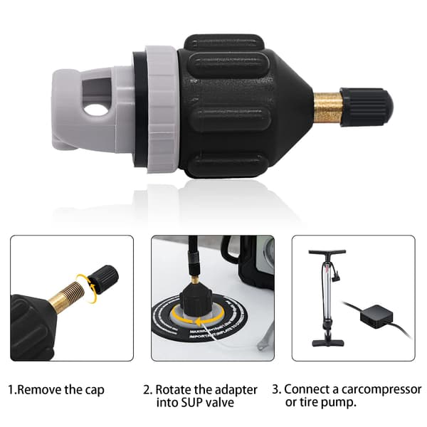 Oppblåsbar båt SUP pumpe adapter standard konvensjonell luft pumpe luftventil adapter eikeplate feste