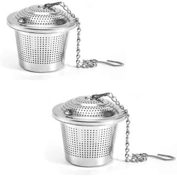 Pieces Te-infuser til løs te Rustfrit stål Te-filter med kæde Te-infuser Te-kugle til tekande & krydderier