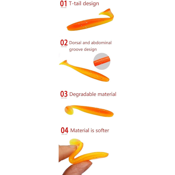 Fiskeri bløde plastik shad lokkemad - Miljøvenligt fiskeri lokkemadssæt (20 stk.)