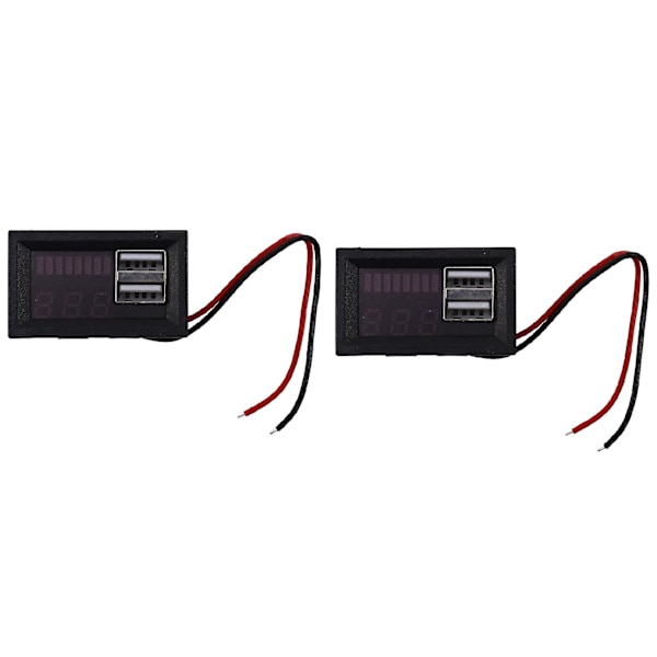 2x Rød LED Digital Display Voltmeter Mini Spenningsmåler Volt Tester Panel For Dc 12v Biler Usb 5v2a