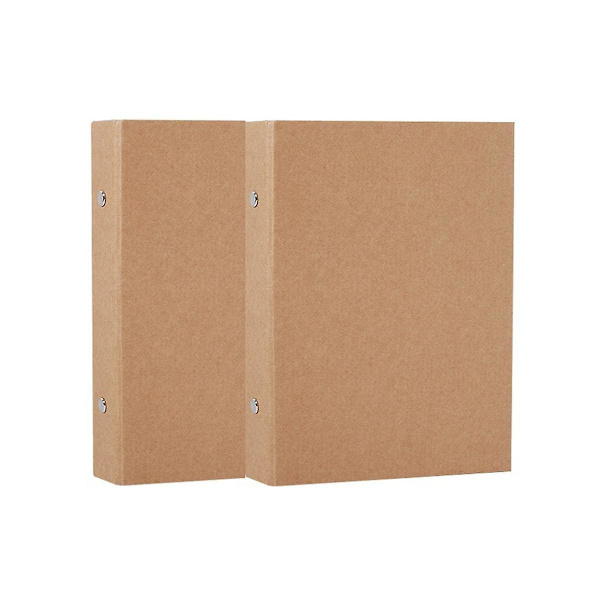 2 stk. A4 Kraft papirmapper genopfyldelig ringbind, a4 Kraft papirbindbakke med 2 ringe til at tilføje L